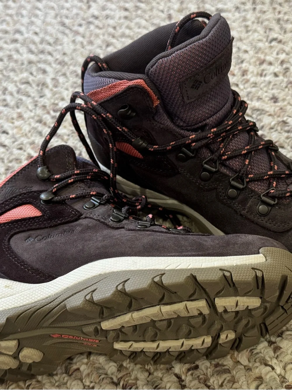 Columbia Women's Purple Suede Hiking Boots with Coral Accents